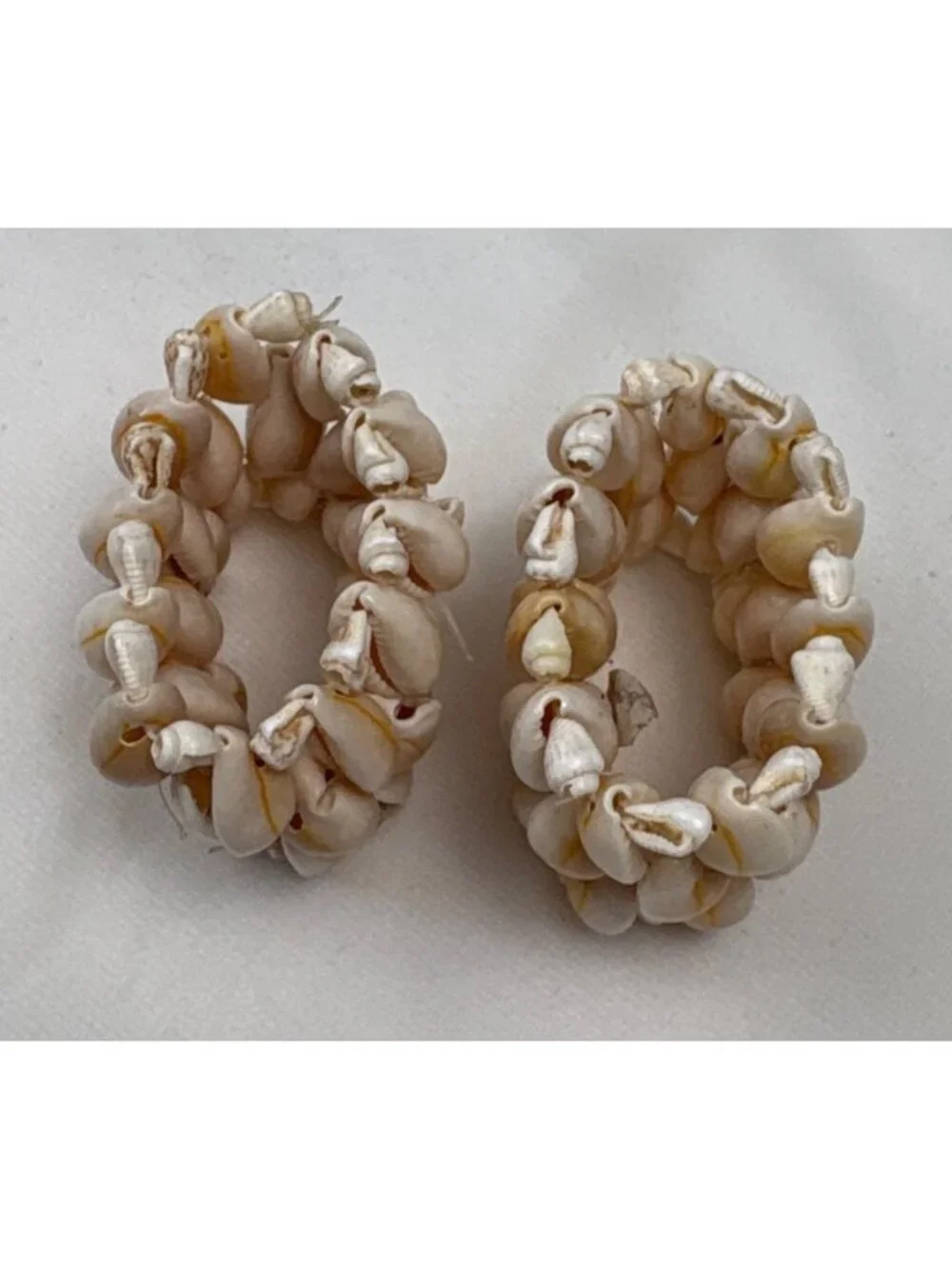 Shell Stretch Napkin Rings Handmade Philippines Natural Cowrie Shells Set